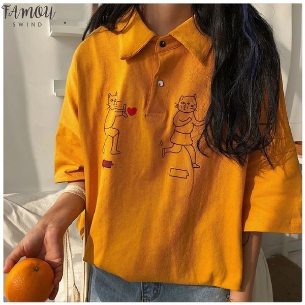 harajuku turn down collar cartoon casual fashion large size loose female summer half sleeved cute cotton t shirt tees, White
harajuku turn down collar cartoon casual fashion large size loose female summer half sleeved cute cotton t shirt tees, White