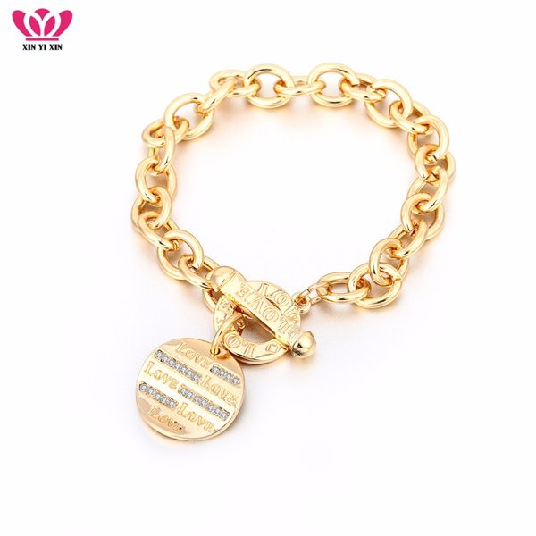 new gold round love charm bracelet rose gold big chain crystal bracelets toggle pulseira women men couple jewelry lover gifts, Black
new gold round love charm bracelet rose gold big chain crystal bracelets toggle pulseira women men couple jewelry lover gifts, Black