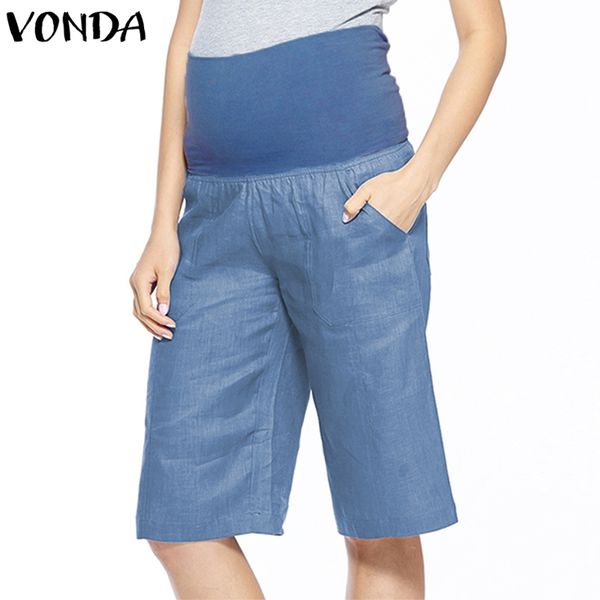 vonda women pregnanct cotton capris 2019 summer casual straight pants high waist maternity clothes knee length plus size bottoms, White
vonda women pregnanct cotton capris 2019 summer casual straight pants high waist maternity clothes knee length plus size bottoms, White