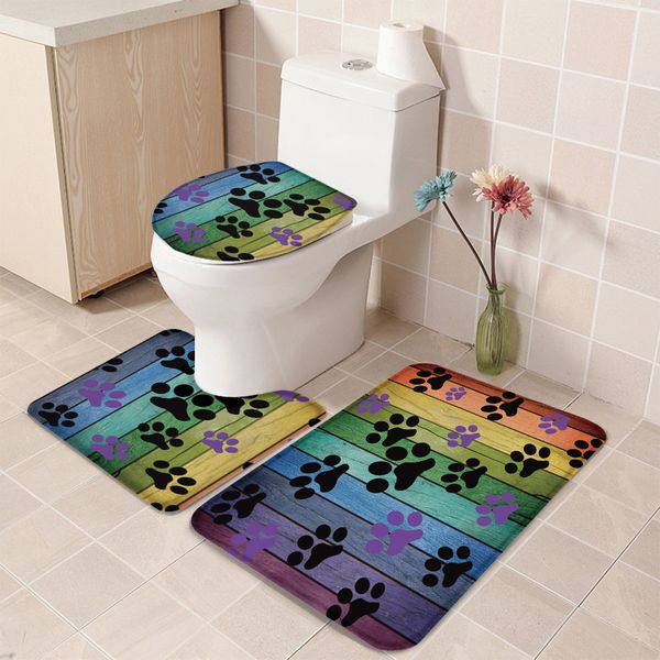 3 pieces bathroom set color wooden board pet footprint bath set toilet cover mat pedestal rug non-slip bathroom rug set
3 pieces bathroom set color wooden board pet footprint bath set toilet cover mat pedestal rug non-slip bathroom rug set
