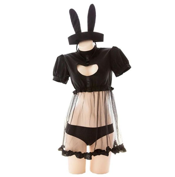 cute japanese heart hollow out underwear costumes perspective dress with ear costume lingerie black&white
cute japanese heart hollow out underwear costumes perspective dress with ear costume lingerie black&white