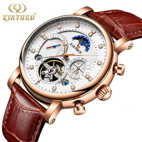 kinyued moon phase brand mens mechanical watches automatic tourbillon skeleton watch men calendar relogio masculino dropship cj191213, Slivery;brown
kinyued moon phase brand mens mechanical watches automatic tourbillon skeleton watch men calendar relogio masculino dropship cj191213, Slivery;brown