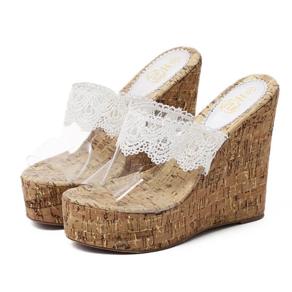 2020 women transparent lace wedges sandals 13cm high heels 3.5cm platform slides slippers summer design summer beach prom shoes, Black
2020 women transparent lace wedges sandals 13cm high heels 3.5cm platform slides slippers summer design summer beach prom shoes, Black