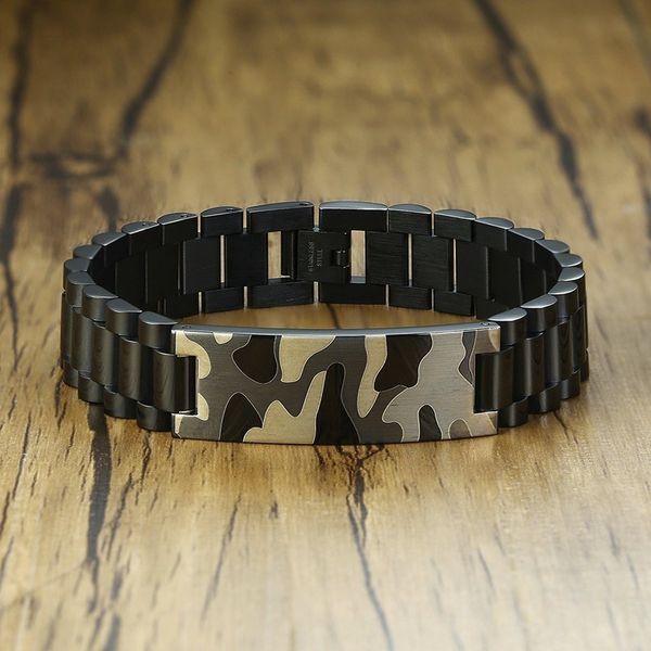 mens black stainless steel id bracelet with army camouflage pattern tag bangle for men woodland camo male jewelry 8.26 inch, Golden;silver
mens black stainless steel id bracelet with army camouflage pattern tag bangle for men woodland camo male jewelry 8.26 inch, Golden;silver