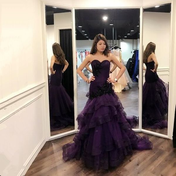 luxury purple mermaid evening dresses tulle sweetheart pleat beads formal long backless prom dress custom made, Black;red
luxury purple mermaid evening dresses tulle sweetheart pleat beads formal long backless prom dress custom made, Black;red