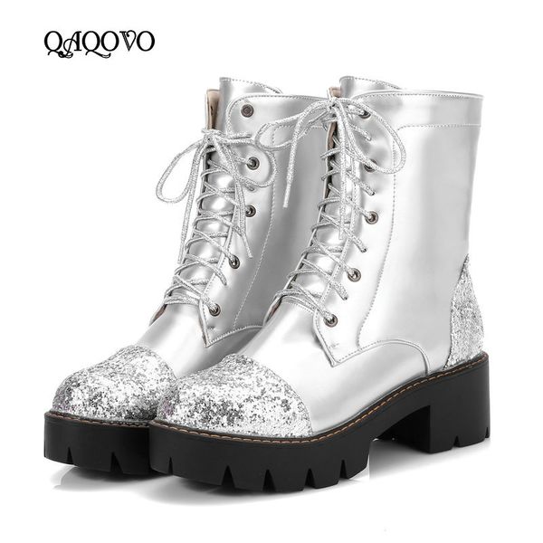 women shoes lacing ankle boots fashion sequined pu platform boots thick low heels booties autumn winter shoes black pink silver
women shoes lacing ankle boots fashion sequined pu platform boots thick low heels booties autumn winter shoes black pink silver