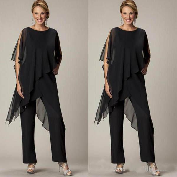 Fashionable Mother of the Bride Pant Sutis Black Chiffon Bateau Neck Asymmetrical Wrap Style Modest Mother's Suit for Weddings Custom Made
Fashionable Mother of the Bride Pant Sutis Black Chiffon Bateau Neck Asymmetrical Wrap Style Modest Mother's Suit for Weddings Custom Made
