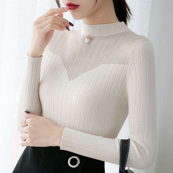 sueter mujer invierno 2019 ladies sweater korean office lady turtleneck sweater pullovers beading solid black 0318, White;black
sueter mujer invierno 2019 ladies sweater korean office lady turtleneck sweater pullovers beading solid black 0318, White;black