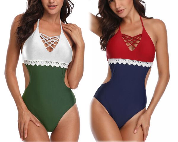 women one-piece patchwork swimsuit halter bandage beachwear lace backless swimwear push-up padded bikini high waist bathing suit
women one-piece patchwork swimsuit halter bandage beachwear lace backless swimwear push-up padded bikini high waist bathing suit
