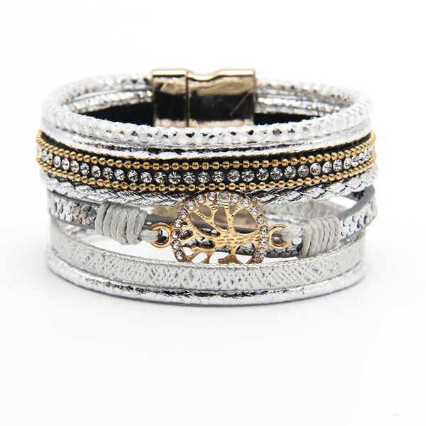 boho life tree multilayer leather wide cuff handmade wristbands braided magnetic buckle casual bangle bracelet for women, White
boho life tree multilayer leather wide cuff handmade wristbands braided magnetic buckle casual bangle bracelet for women, White