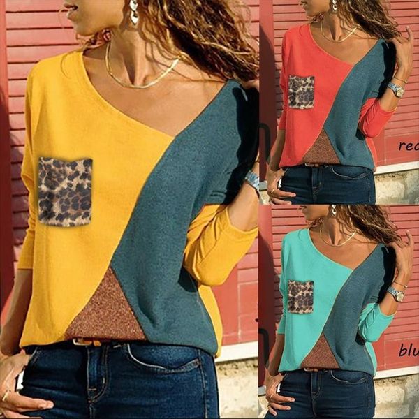 2019 summer long sleeve contrast color stitching leopard print pocket female 2019 summer t-shirt long sleeve contrast color stitching le, White
2019 summer long sleeve contrast color stitching leopard print pocket female 2019 summer t-shirt long sleeve contrast color stitching le, White