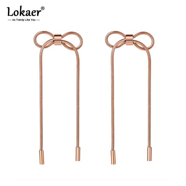lokaer trendy titanium stainless steel bowknot tassel drop earrings for women girls bohemia chain dangle earrings jewelry e20057, Silver
lokaer trendy titanium stainless steel bowknot tassel drop earrings for women girls bohemia chain dangle earrings jewelry e20057, Silver