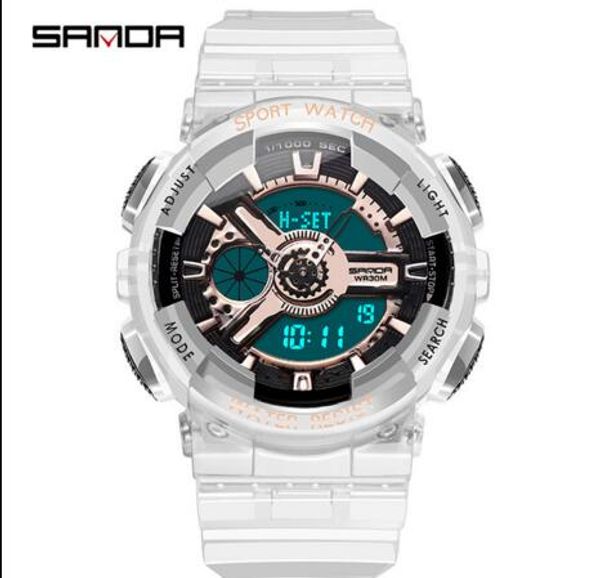 new sanda watch men women transparent watches waterproof multi-function luminous sports double show students couple electronic, Slivery;brown
new sanda watch men women transparent watches waterproof multi-function luminous sports double show students couple electronic, Slivery;brown