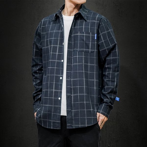 men's casual shirts 2021 summer fashion trend plaid shirt long sleeve street large size youth clothes, White;black
men's casual shirts 2021 summer fashion trend plaid shirt long sleeve street large size youth clothes, White;black