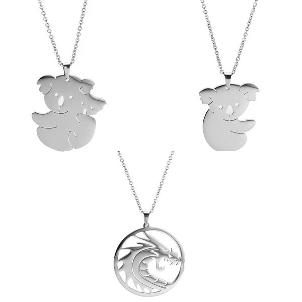 eueavan 10pcs/lot rolo chain koala dragon animals stainless steel necklaces women men pendant long fashion gift for friend, Silver
eueavan 10pcs/lot rolo chain koala dragon animals stainless steel necklaces women men pendant long fashion gift for friend, Silver