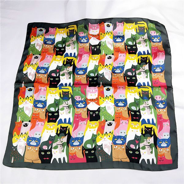leayh small square scarf 70*70cm cute cat print satin silk scarves femme women's wrap handkerchief animal bandana, Blue;gray
leayh small square scarf 70*70cm cute cat print satin silk scarves femme women's wrap handkerchief animal bandana, Blue;gray
