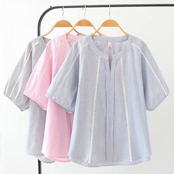 women's blouses & shirts 2021 fashion brand oversize plus size shirt cotton casual v-neck striped half, White
women's blouses & shirts 2021 fashion brand oversize plus size shirt cotton casual v-neck striped half, White