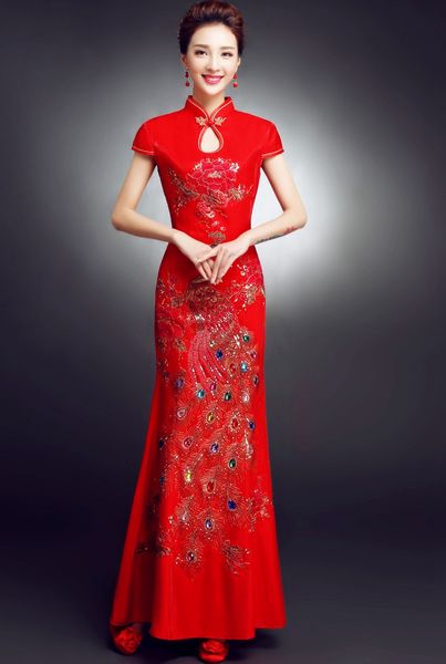 Высокая шея Красный вышивки Phenix Qipao Русалка Вечерние платья Длинные Qipao Cheongsam Кита
Высокая шея Красный вышивки Phenix Qipao Русалка Вечерние платья Длинные Qipao Cheongsam Кита