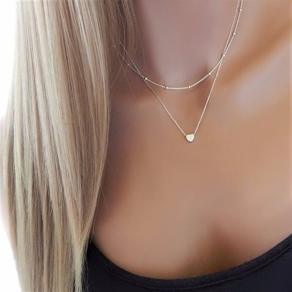 european and american fashion accessories item decoration copper peach heart multi-layer collarbone necklace, Silver
european and american fashion accessories item decoration copper peach heart multi-layer collarbone necklace, Silver