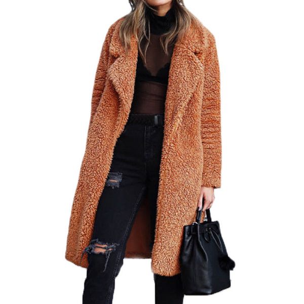 women winter long coat wool lapel outerwear thicken jacket fashion shaggy trench coat asian size s-3xl, Black
women winter long coat wool lapel outerwear thicken jacket fashion shaggy trench coat asian size s-3xl, Black