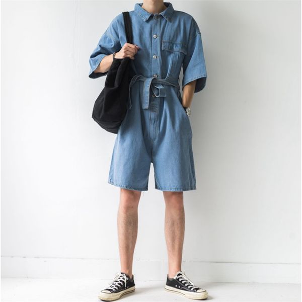 summer fashion jeans jumpsuit mens short sleeve shirt knee length shorts youth loose button denim one piece overalls ds50411, Blue
summer fashion jeans jumpsuit mens short sleeve shirt knee length shorts youth loose button denim one piece overalls ds50411, Blue
