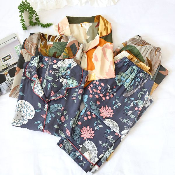 cotton ladies pajamas set spring floral printed sleepwear women turn-down collar pijamas casual home clothes 2 suits, Black;red
cotton ladies pajamas set spring floral printed sleepwear women turn-down collar pijamas casual home clothes 2 suits, Black;red