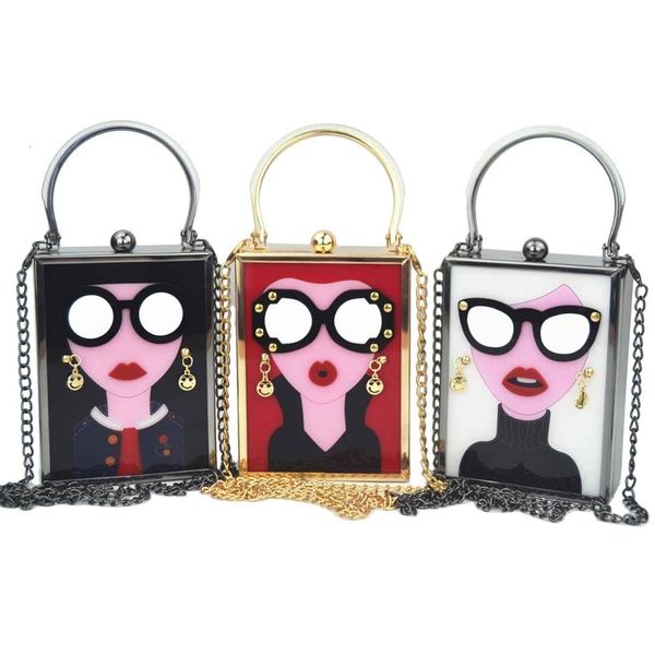 brand luxury white acrylic evening bag women funny cute handbags glasses girls chain day clutch vintage red mini party purse cj191209, Black;red
brand luxury white acrylic evening bag women funny cute handbags glasses girls chain day clutch vintage red mini party purse cj191209, Black;red