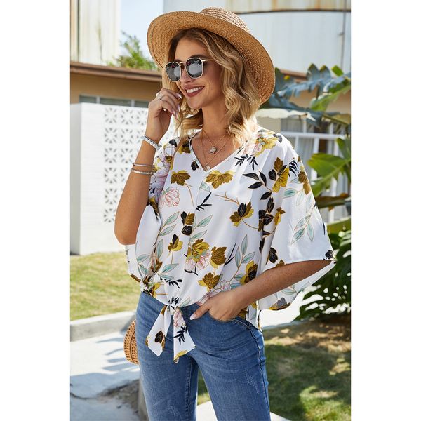 print chiffon blouse women v neck flare sleeves floral loose casual boho shirts knotted 2020 office ladies blouses, White
print chiffon blouse women v neck flare sleeves floral loose casual boho shirts knotted 2020 office ladies blouses, White