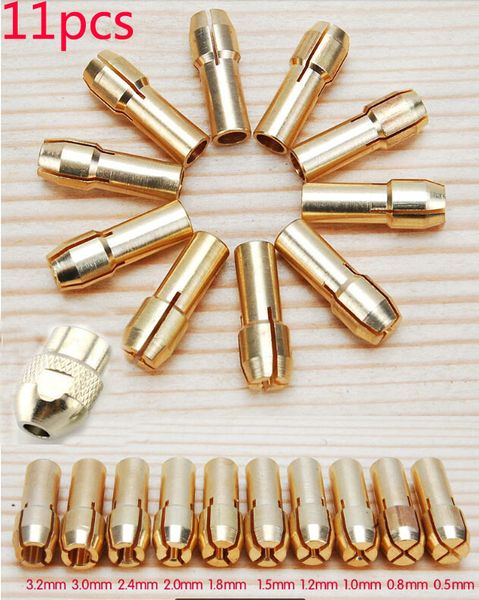 11 pieces brass dremel collet mini drill chucks including 0.5/0.8/1.0/1.2/1.5/1.8/2.0/2.4/3.0/3.2mm
11 pieces brass dremel collet mini drill chucks including 0.5/0.8/1.0/1.2/1.5/1.8/2.0/2.4/3.0/3.2mm