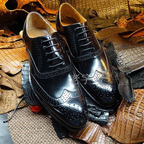 

sipriks full carved brogue shoes imported italian black calf leather dress oxfords bespoke goodyear welted social shoes european