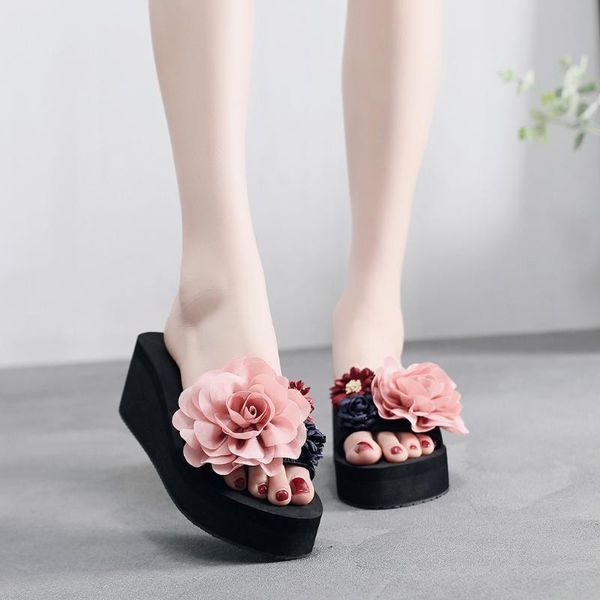 hand-made beautiful flowers new women's slippers slip-on open toe wedges heels causal slipper slides casual wear beach shoes, Black
hand-made beautiful flowers new women's slippers slip-on open toe wedges heels causal slipper slides casual wear beach shoes, Black