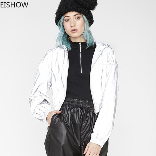 eishow 2019 fall reflective hooded jackets women's slim baseball jacket women's basic zipper coat crop coat casual pockets lady, Black;brown
eishow 2019 fall reflective hooded jackets women's slim baseball jacket women's basic zipper coat crop coat casual pockets lady, Black;brown