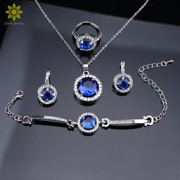 bridal costume jewelry sets with natural stone cz blue necklace earrings bracelet and ring for women jewelry, Silver
bridal costume jewelry sets with natural stone cz blue necklace earrings bracelet and ring for women jewelry, Silver