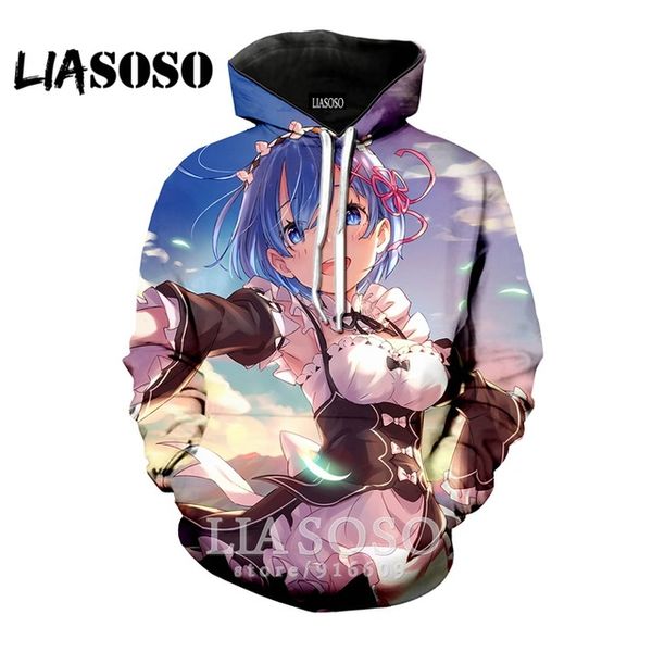 

liasoso 2019 3d print women men hooded hoodies anime date a live tokisaki kurumi sweatshirts pullover harajuku hip hop, Black