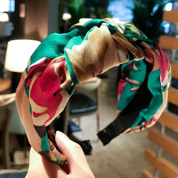 

дизайнер тюрбан hairband корейский широкополый ткань простой средний knotted vintage printed headdress сладкие волос аксессуар японский и ко, Silver