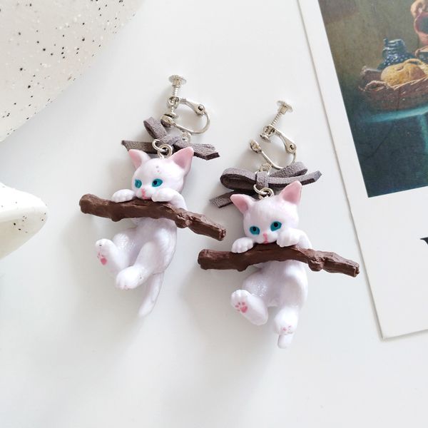japanese funny lovely 3 d white cat earrings non piercing cute cat on branch clip earrings no pierced ear hole for women, Silver
japanese funny lovely 3 d white cat earrings non piercing cute cat on branch clip earrings no pierced ear hole for women, Silver