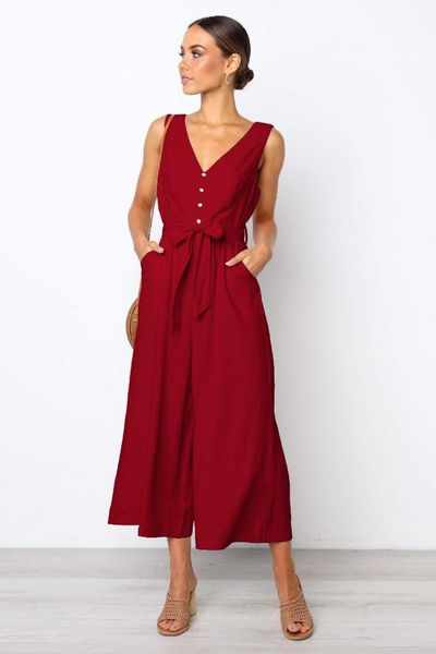 2019 summer casual women jumpsuits beach solid red jumpsuit female wide leg bow romper, Black;white
2019 summer casual women jumpsuits beach solid red jumpsuit female wide leg bow romper, Black;white