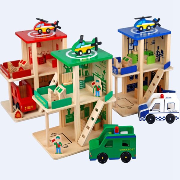 children play house role playing simulation diy hut police station fire station post office wooden toy
children play house role playing simulation diy hut police station fire station post office wooden toy