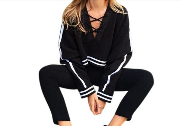 women fashionable hollow lace-up long sleeve hoosdies short pullover fashion new women hoodies, Black
women fashionable hollow lace-up long sleeve hoosdies short pullover fashion new women hoodies, Black