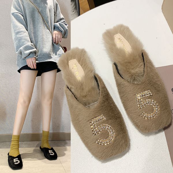 shoes cover toe mules for women 2019 slippers casual fur flip flops flock platform pantofle slides low luxury plush new hoof, Black
shoes cover toe mules for women 2019 slippers casual fur flip flops flock platform pantofle slides low luxury plush new hoof, Black