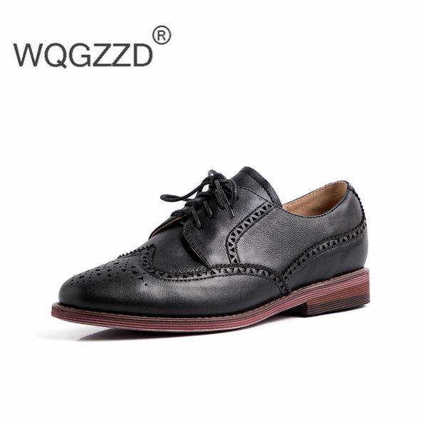 european women flat shoes genuine leather casual brogues shoes comfortable oxfords for women, Black
european women flat shoes genuine leather casual brogues shoes comfortable oxfords for women, Black