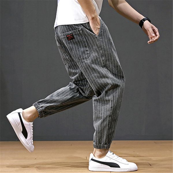 new fashion striped men's harem pants jeans ankle-length denim trousers drawstring elastic waist male sweatpants joggers pants, Blue
new fashion striped men's harem pants jeans ankle-length denim trousers drawstring elastic waist male sweatpants joggers pants, Blue