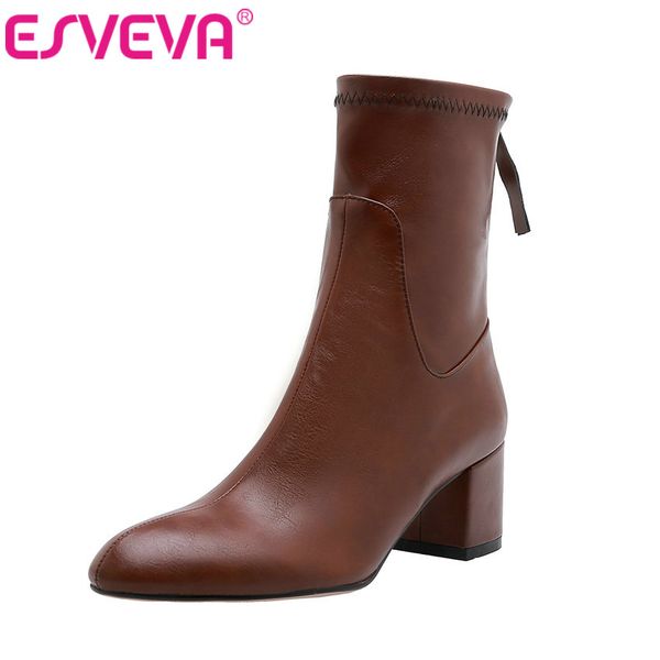 esveva 2020 pu leather pointed toe platform elastic ankle boots winter zipper square heel casual women shoes size 34-43, Black
esveva 2020 pu leather pointed toe platform elastic ankle boots winter zipper square heel casual women shoes size 34-43, Black