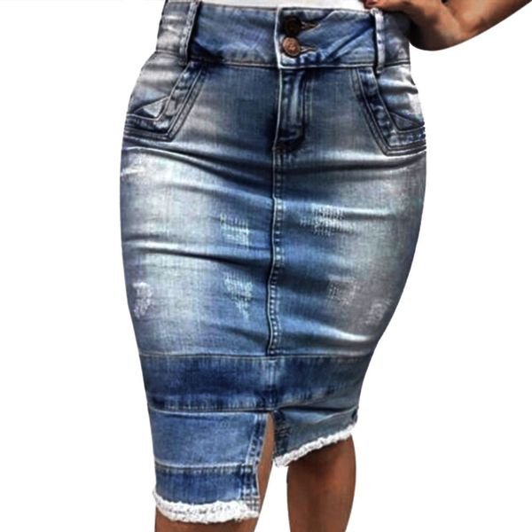 women's casual denim jeans skirt midi skirt 2019 new high waist knee length pencil bodycon button knee-length lady solid skirts, Black
women's casual denim jeans skirt midi skirt 2019 new high waist knee length pencil bodycon button knee-length lady solid skirts, Black