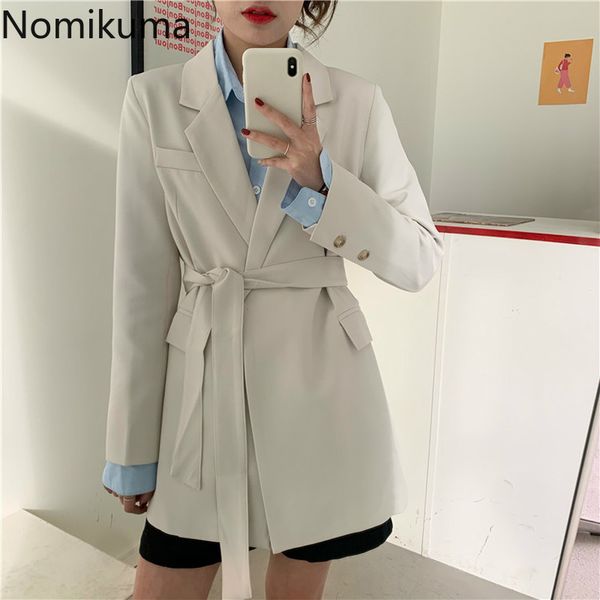 nomikuma vintage fashion blazer and jackets women solid color slim waist lace up elegant coat outerwear spring new arrival 3a220, White;black
nomikuma vintage fashion blazer and jackets women solid color slim waist lace up elegant coat outerwear spring new arrival 3a220, White;black