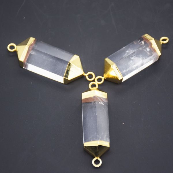 5 pcs fashion jewelry natural gem stone hexagonal connector for necklace white clear crystal quartz connector for women gift, Silver 
5 pcs fashion jewelry natural gem stone hexagonal connector for necklace white clear crystal quartz connector for women gift, Silver