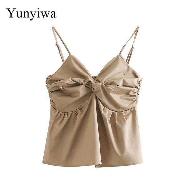 women's blouses & shirts french women vintage solid color knotted casual sling blouse retro spaghetti strap back elastic pleats blusas, White
women's blouses & shirts french women vintage solid color knotted casual sling blouse retro spaghetti strap back elastic pleats blusas, White