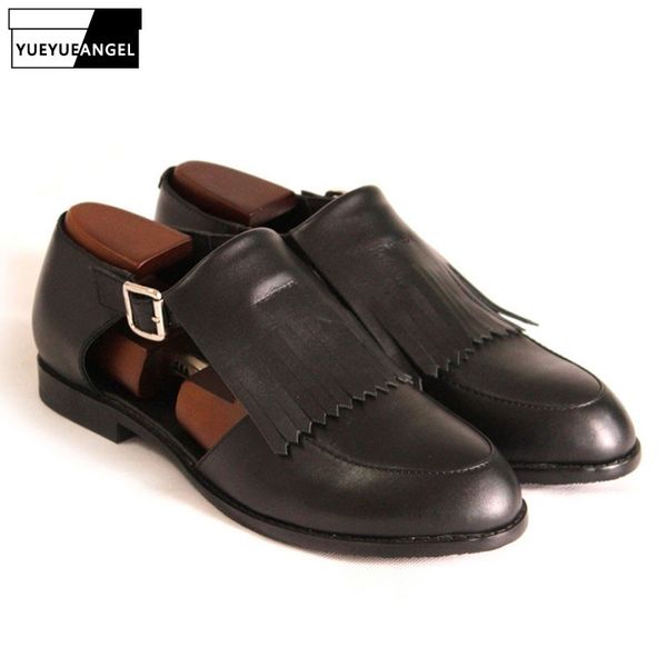 british men retro tassels genuine leather dress shoes buckle hollow block low heels summer sandals business party wedding sandal, Black
british men retro tassels genuine leather dress shoes buckle hollow block low heels summer sandals business party wedding sandal, Black