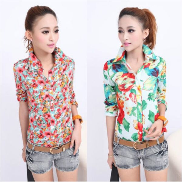 2020 summer fashion women floral print long sleeve turn down neck blouse ladies casual broken flower shirts, White
2020 summer fashion women floral print long sleeve turn down neck blouse ladies casual broken flower shirts, White