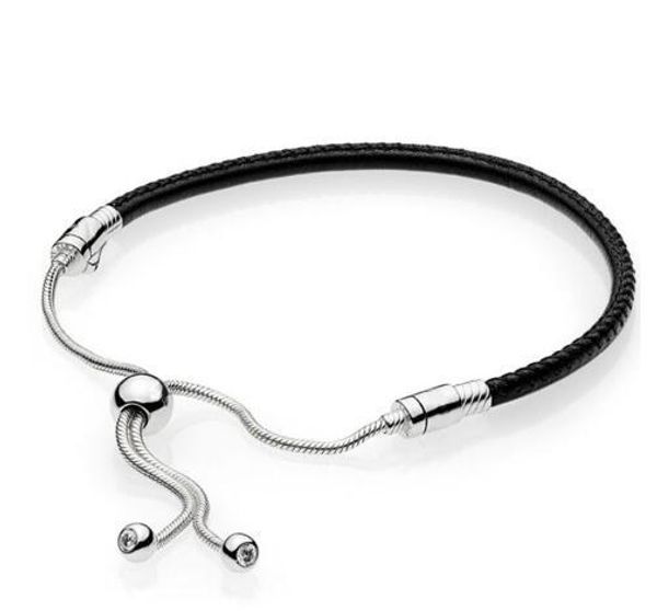 original 925 sterling silver moments leather with adjustable sliding clasp snake chain bracelet fit bead charm fashion jewelry, Golden;silver
original 925 sterling silver moments leather with adjustable sliding clasp snake chain bracelet fit bead charm fashion jewelry, Golden;silver
